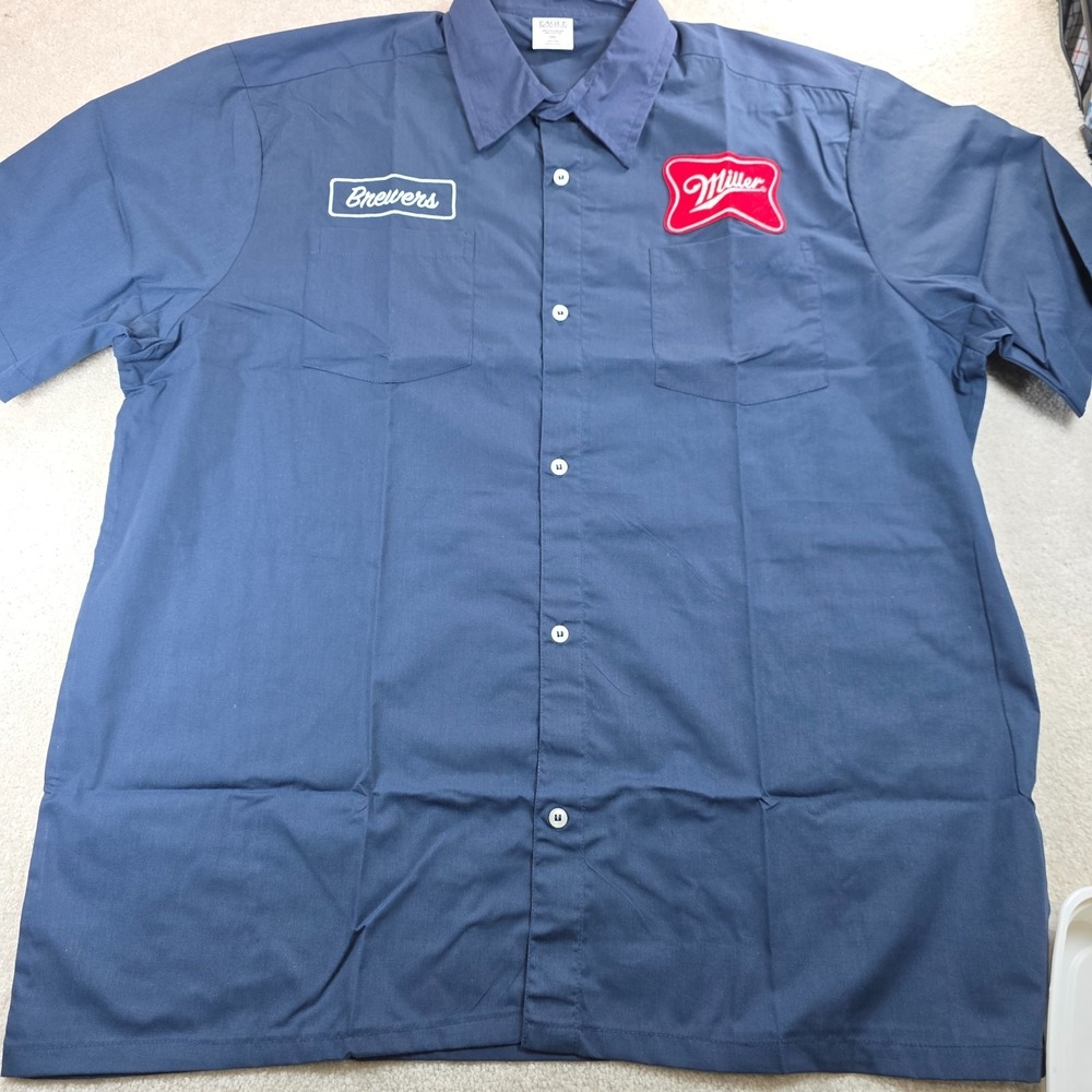 Eagle Promotions Work Shirt Mens 2XL Blue Milwaukee Brewers MLB Chest Pocket NWB - Picture 2 of 5